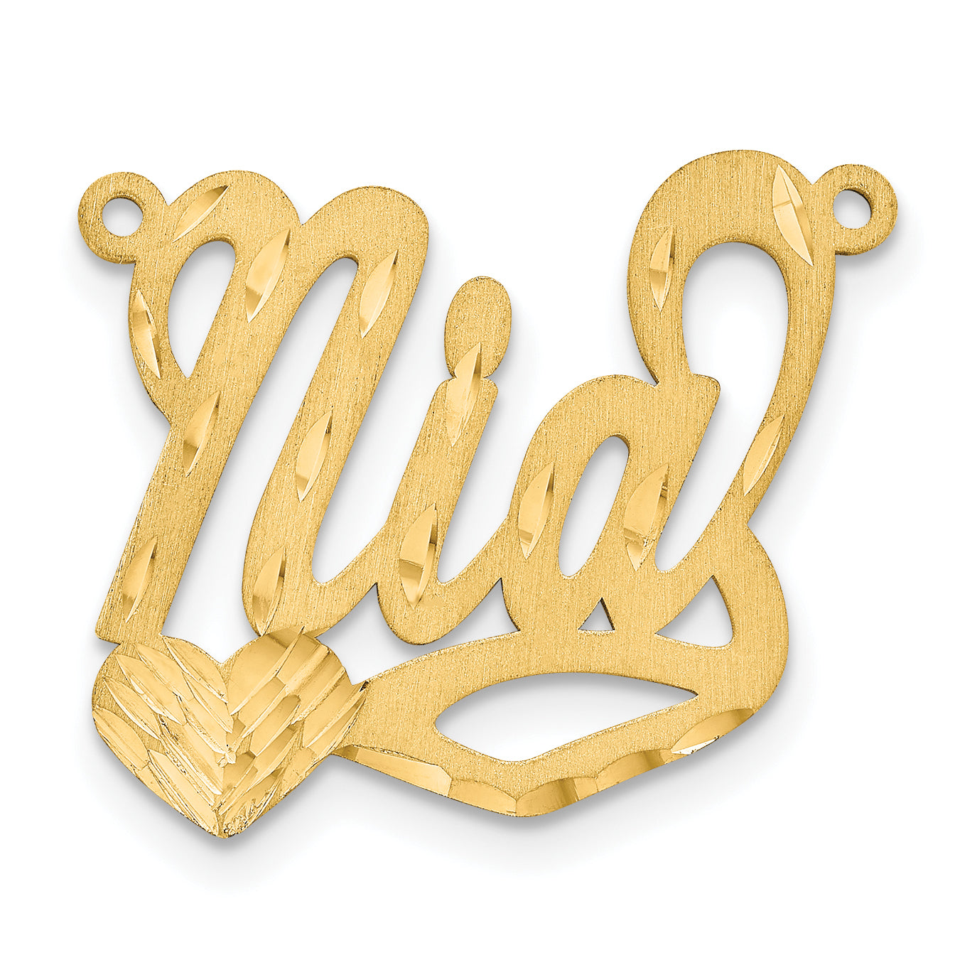 Sterling Silver Gold Plated Satin Diamond-cut Heart Name Plate
