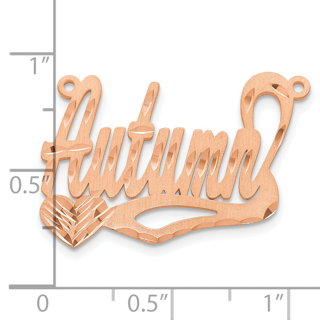 Sterling Silver Rose Gold Plated Satin Diamond Cut Heart Name Plate