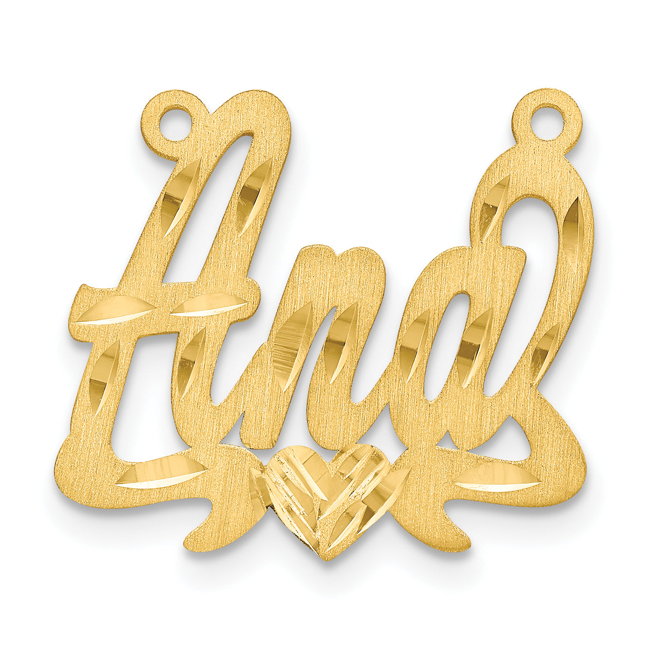 Sterling Silver Gold plated Satin Diamond-cut Heart Name Plate