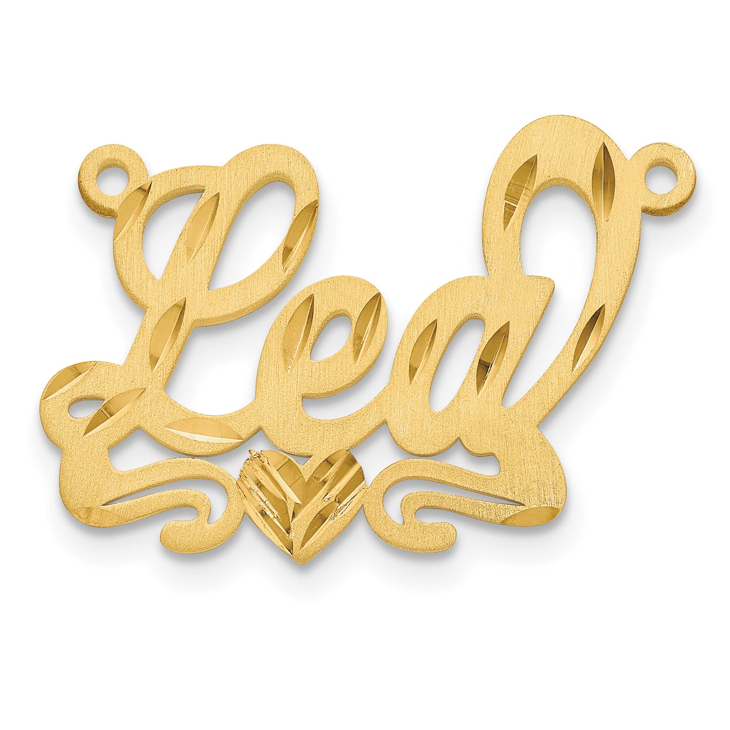 Sterling Silver Gold plated Satin Diamond-cut Heart Name Plate