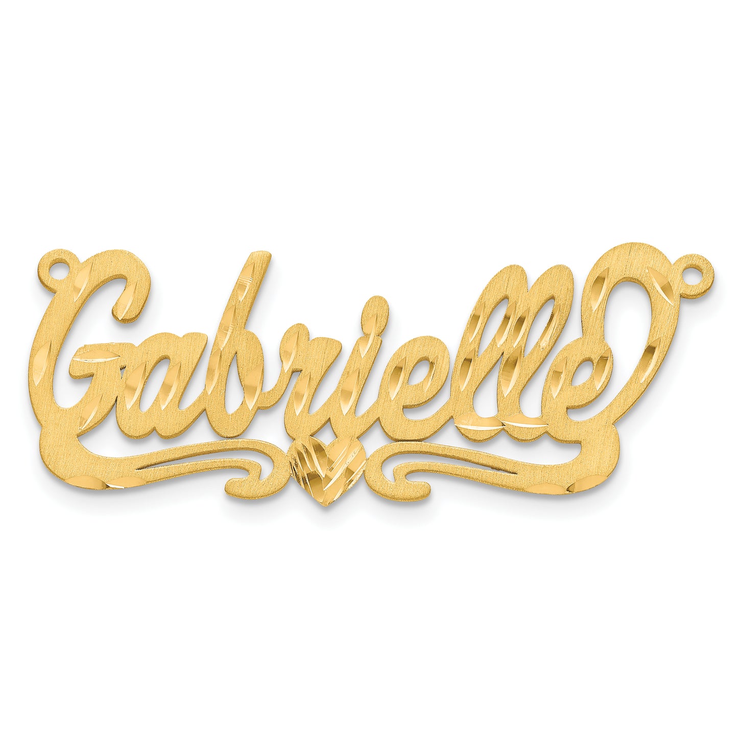 Sterling Silver Gold plated Satin Diamond-cut Heart Name Plate