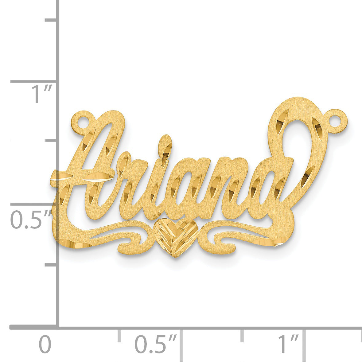 Sterling Silver Gold plated Satin Diamond-cut Heart Name Plate