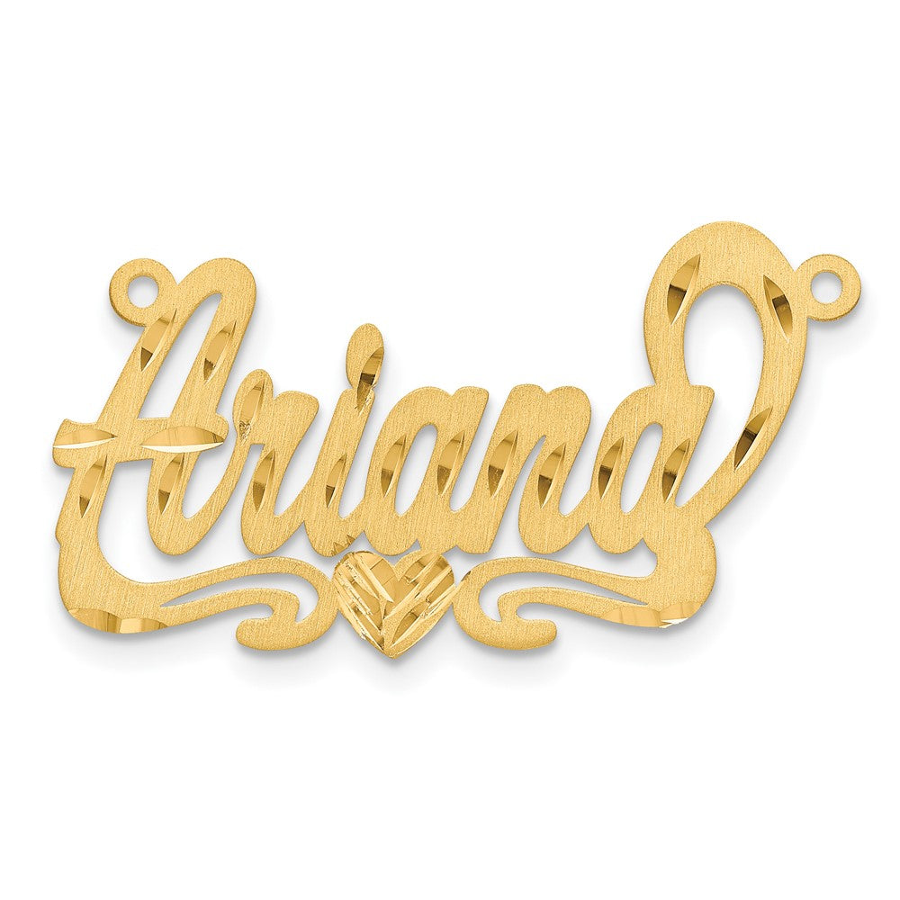 Sterling Silver Gold plated Satin Diamond-cut Heart Name Plate