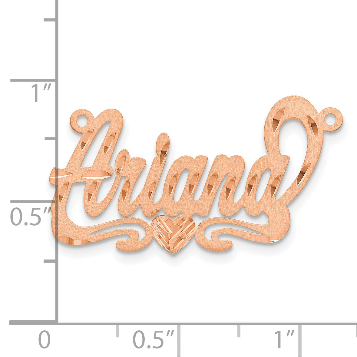 14K Rose Gold Satin Diamond-cut Heart Name Plate