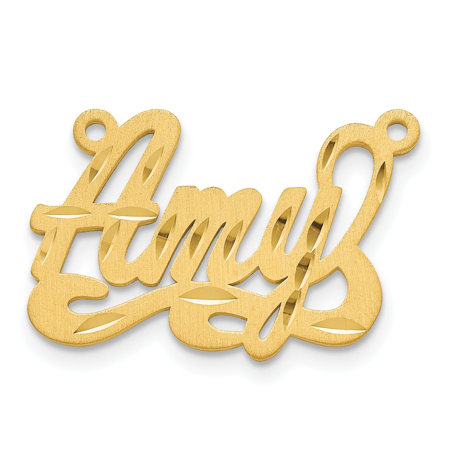 Sterling Silver Gold plated Satin Diamond-cut Name Plate