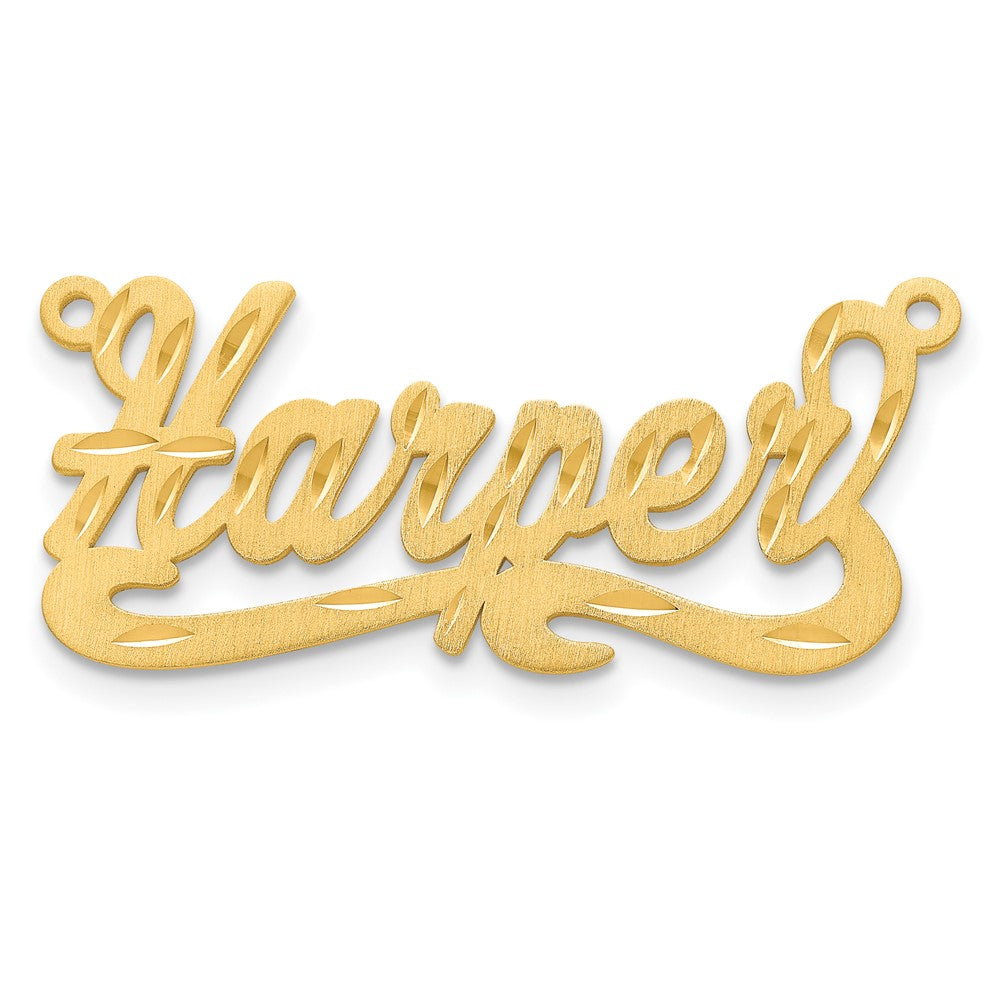 Sterling Silver Gold plated Satin Diamond-cut Name Plate