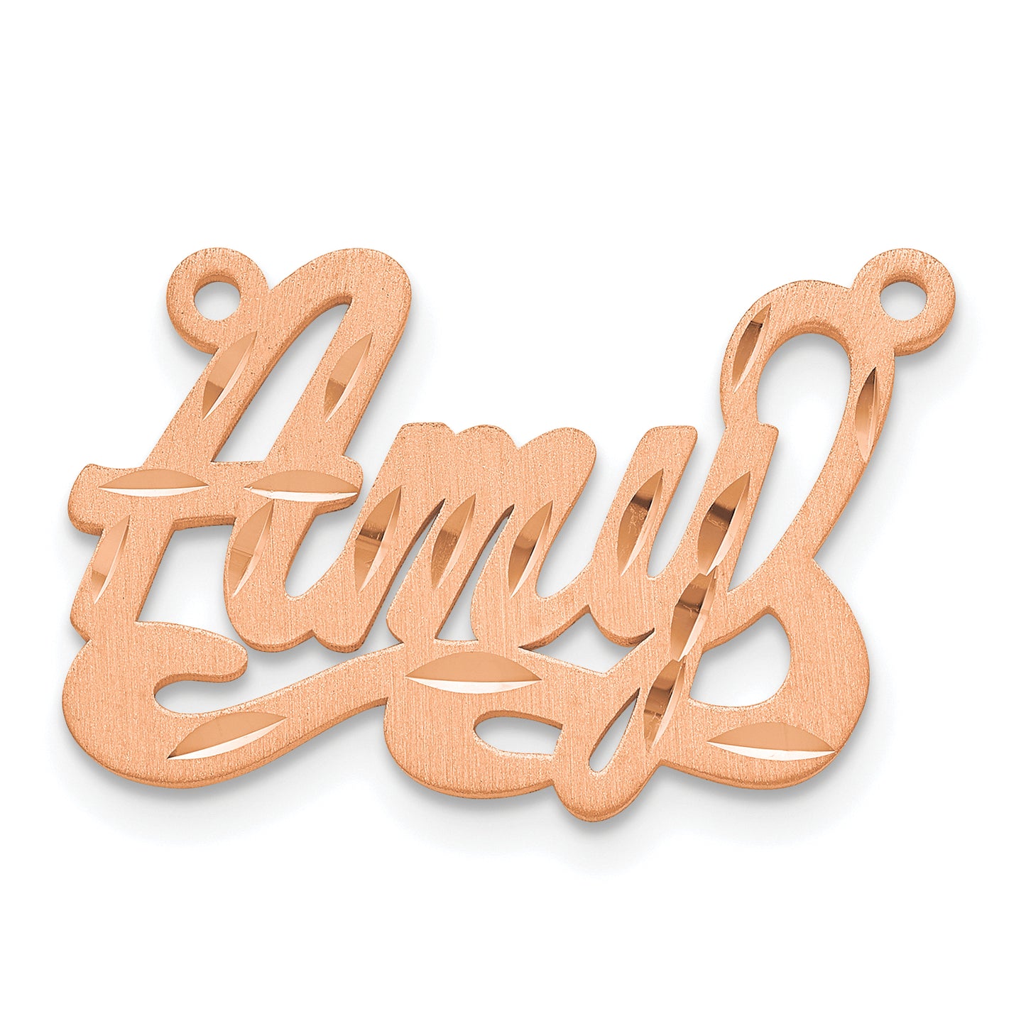 Sterling Silver Rose Gold Plated Satin Diamond Cut Name Plate