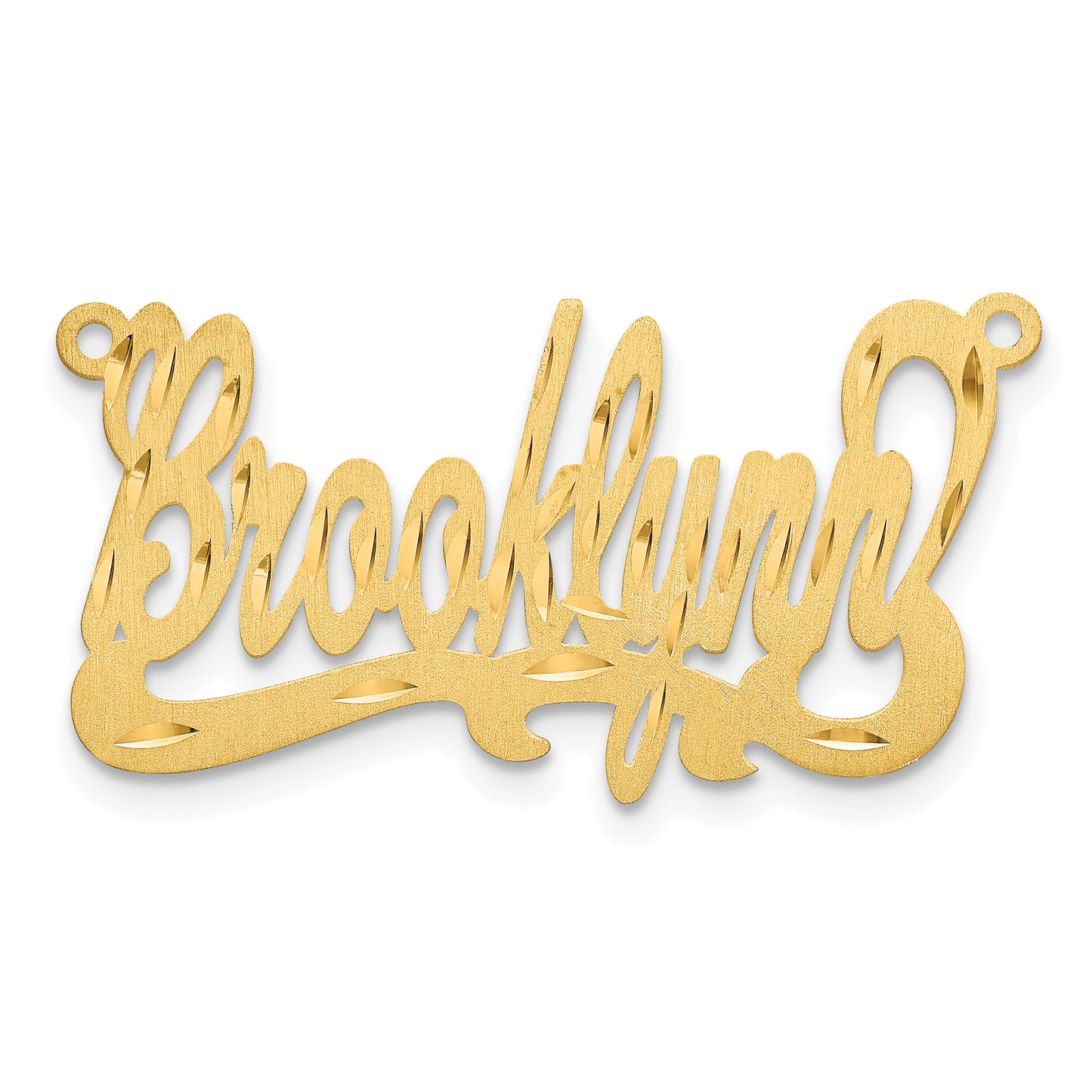 Sterling Silver Gold plated Satin Diamond-cut Name Plate
