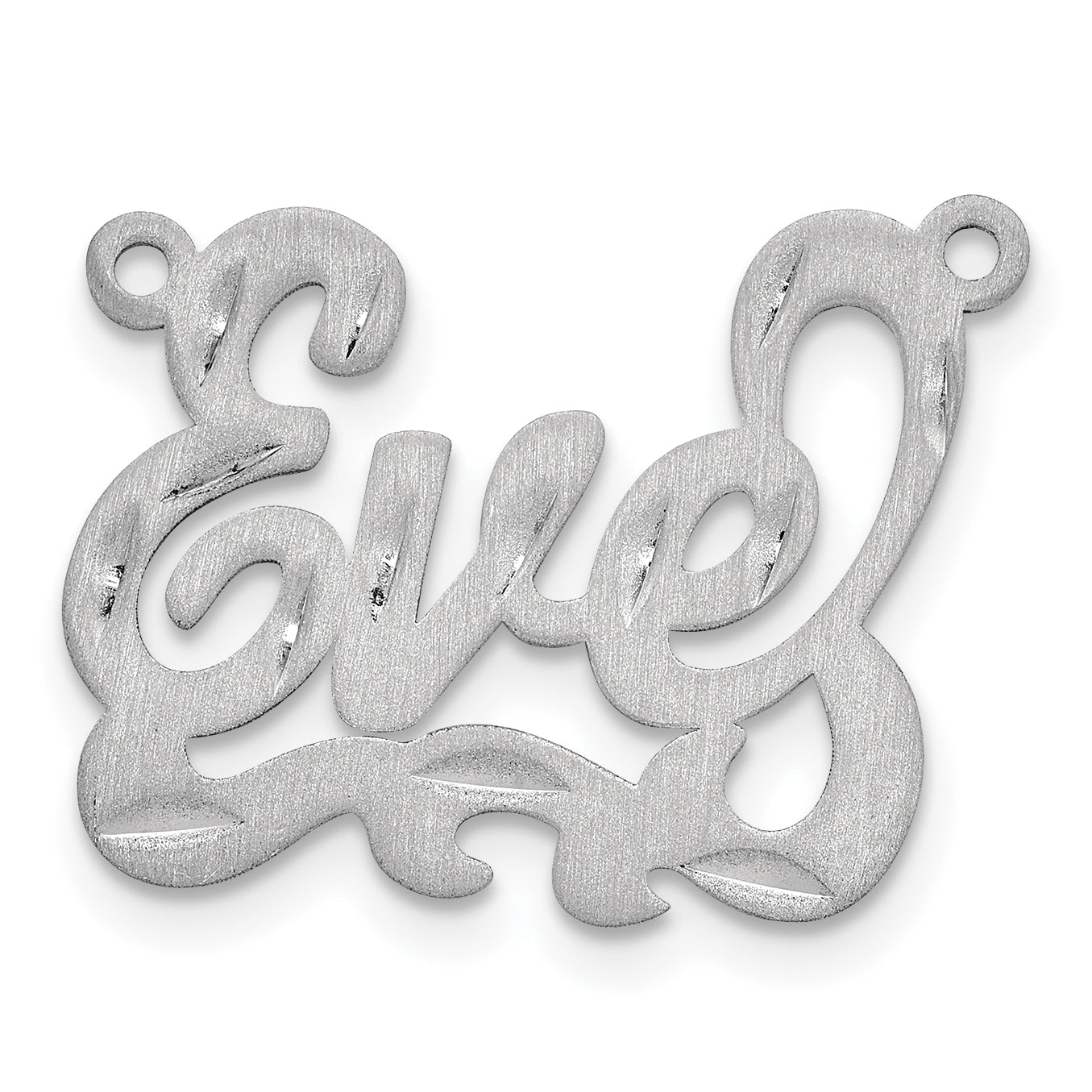 Sterling Silver Rhodium plated Satin Diamond-cut Name Plate
