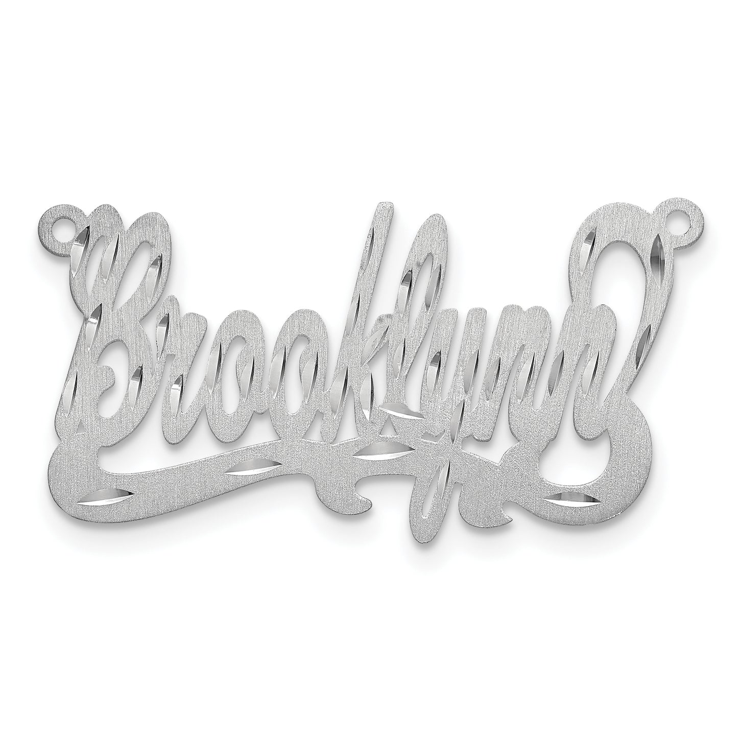Sterling Silver Rhodium plated Satin Diamond-cut Name Plate