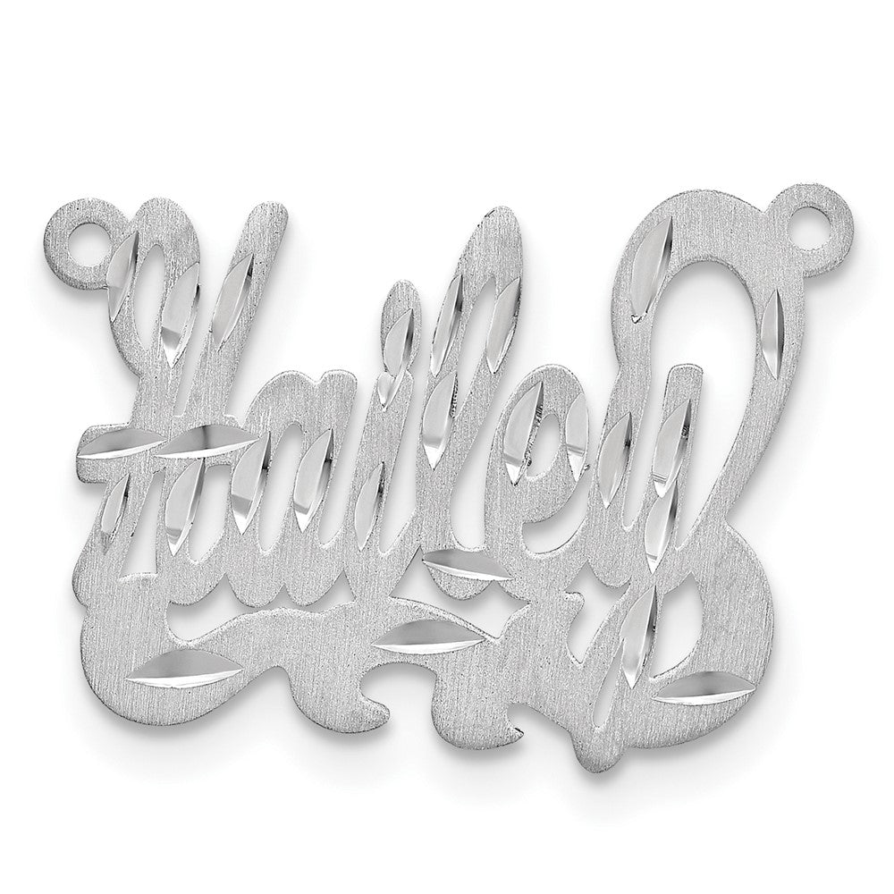 10K White Gold Satin Diamond-cut Name Plate