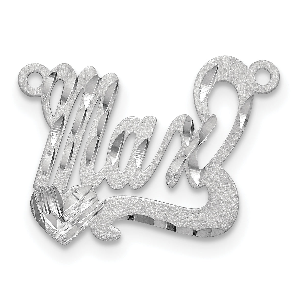Sterling Silver Gold plated Satin Diamond-cut Heart Name Plate