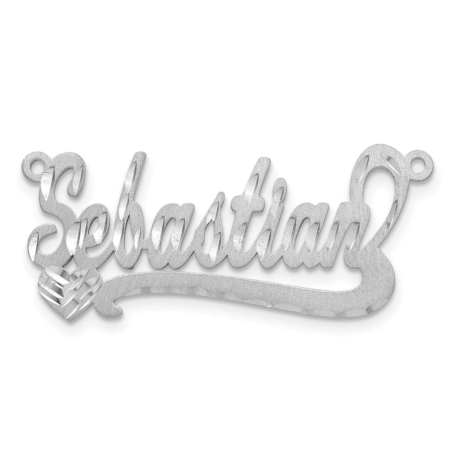 Sterling Silver Gold plated Satin Diamond-cut Heart Name Plate