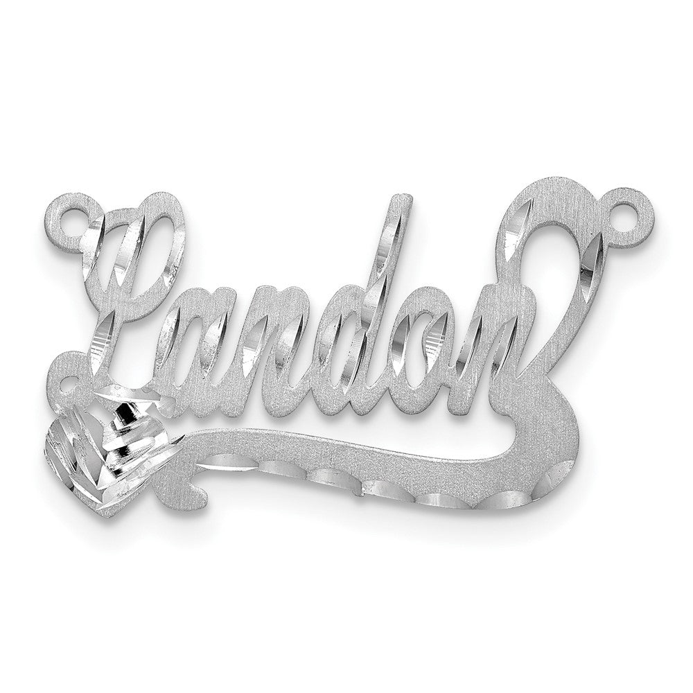 Sterling Silver Gold plated Satin Diamond-cut Heart Name Plate