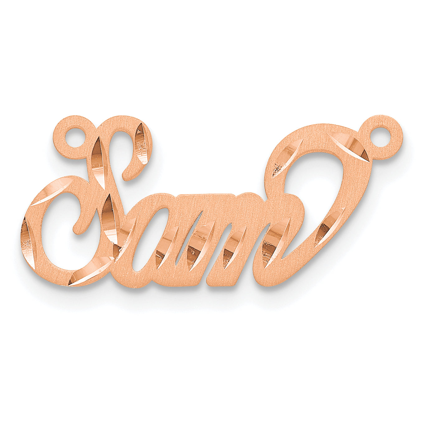 Sterling Silver Rose Gold Plated Satin Diamond Cut Name Plate