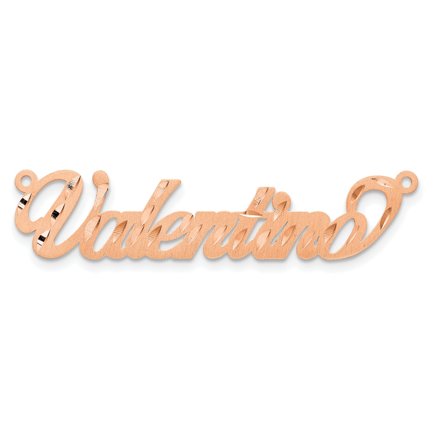 Sterling Silver Rose Gold Plated Satin Diamond Cut Name Plate