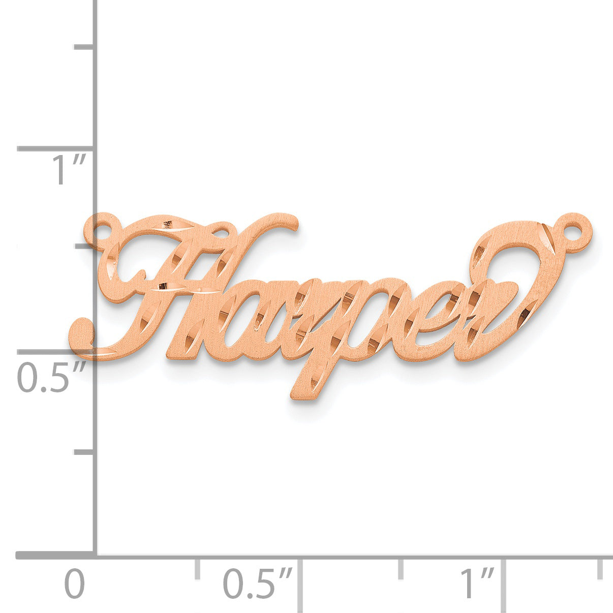 Sterling Silver Rose Gold Plated Satin Diamond Cut Name Plate
