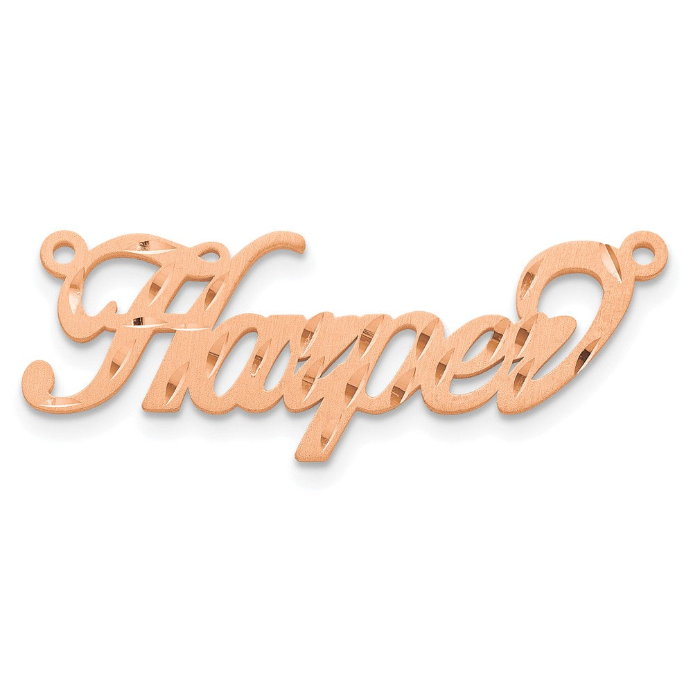 Sterling Silver Rose Gold Plated Satin Diamond Cut Name Plate
