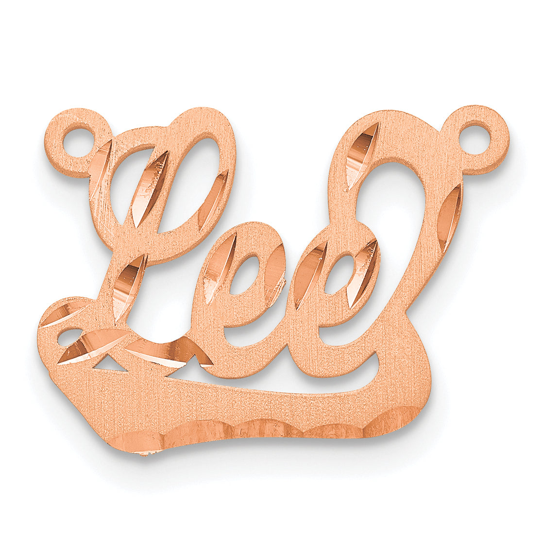 Sterling Silver Rose Gold Plated Satin Diamond Cut Name Plate