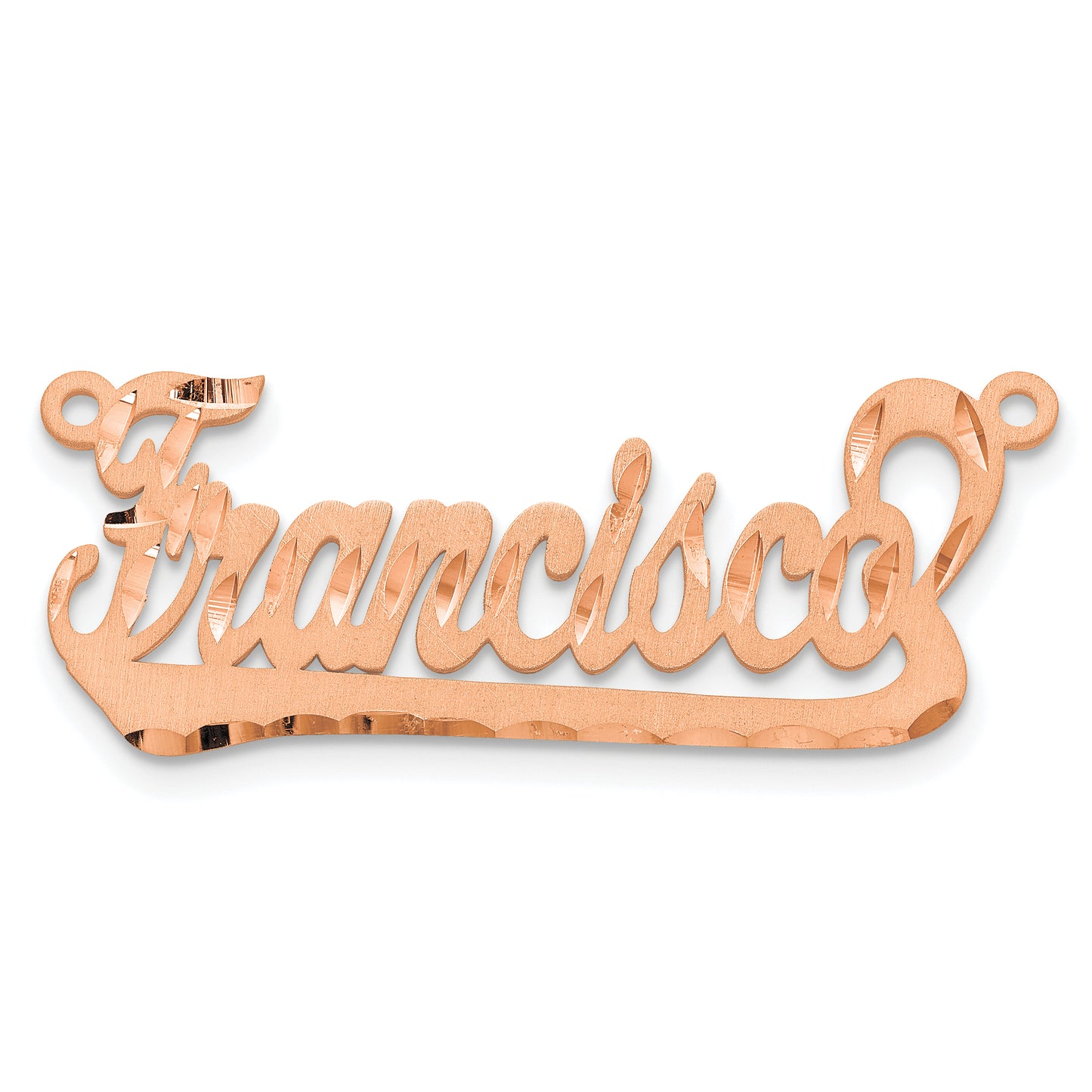 Sterling Silver Rose Gold Plated Satin Diamond Cut Name Plate