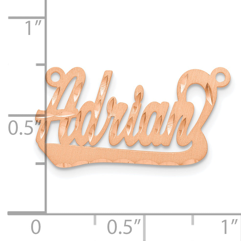 14K Rose Gold Satin Diamond-cut name Plate
