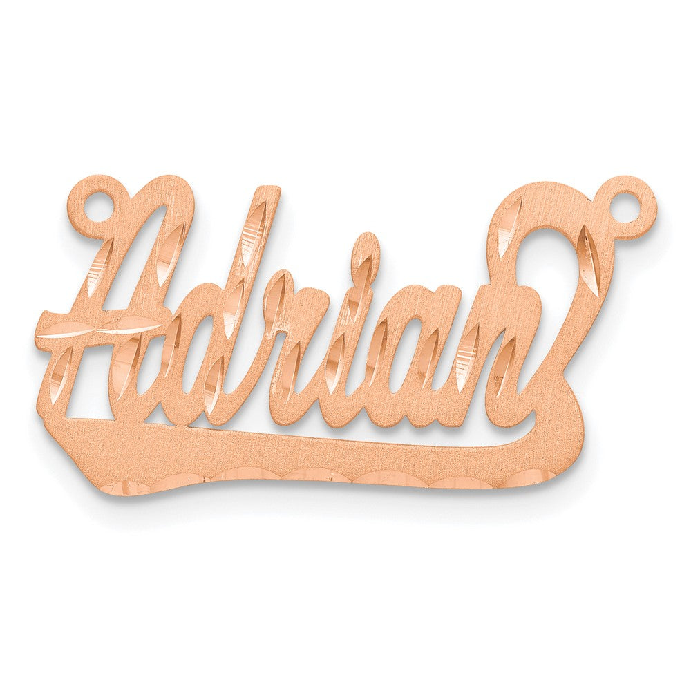 Sterling Silver Rose Gold Plated Satin Diamond Cut Name Plate