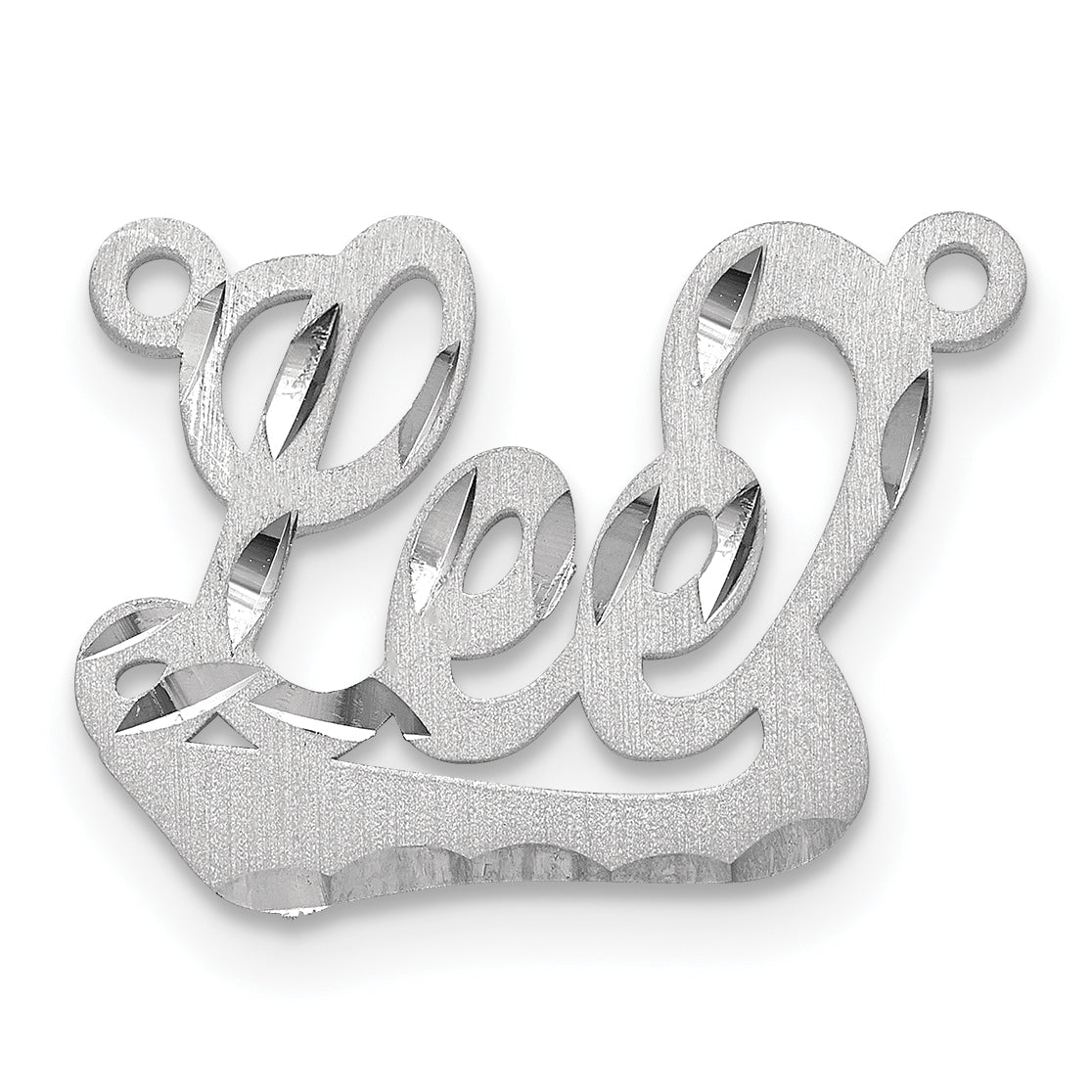 Sterling Silver Rhodium plated Satin Diamond-cut Name Plate
