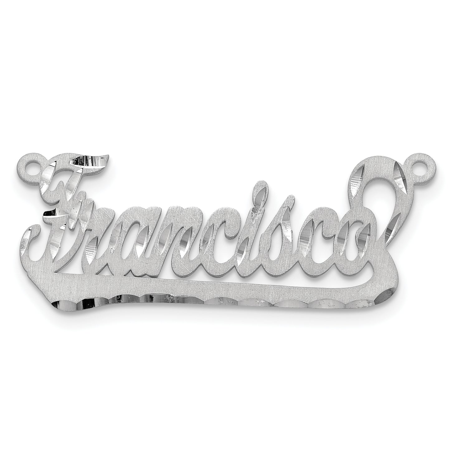 Sterling Silver Rhodium plated Satin Diamond-cut Name Plate