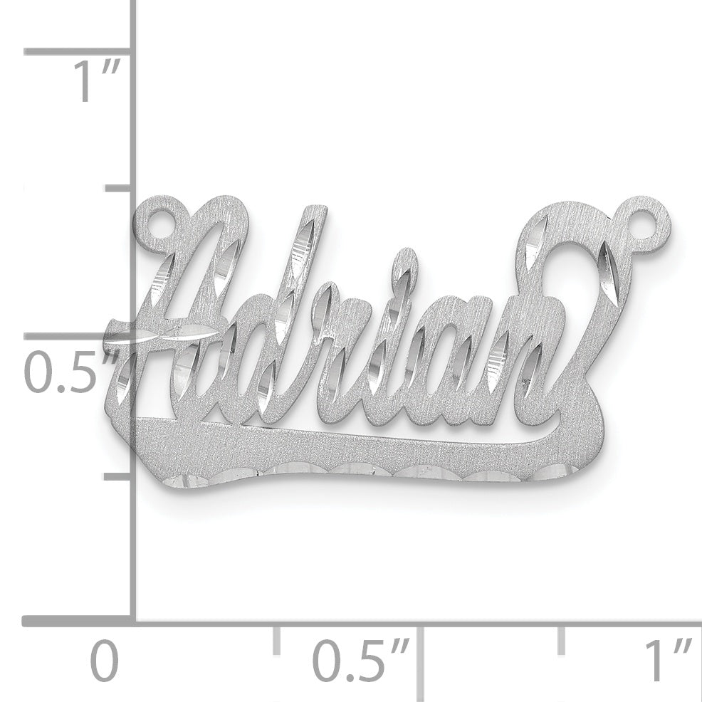 Sterling Silver Rhodium plated Satin Diamond-cut Name Plate