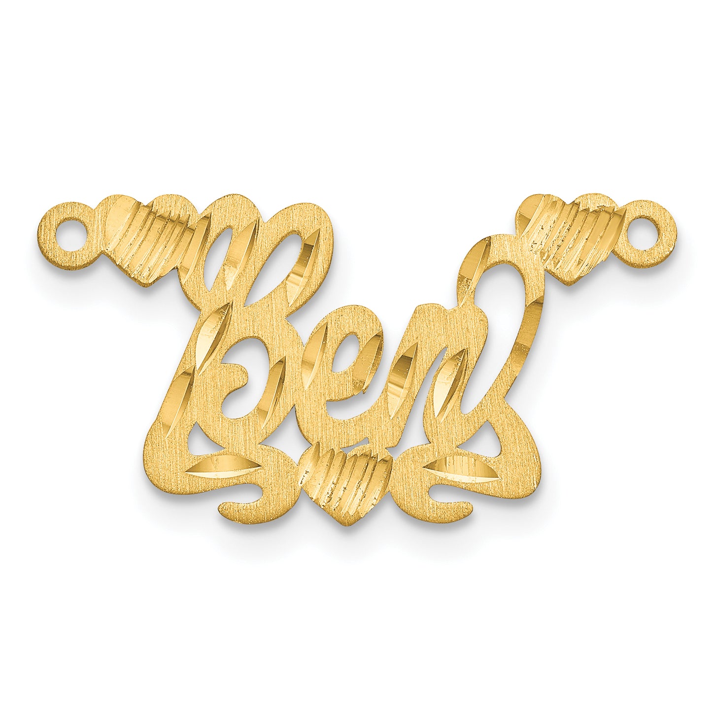 Sterling Silver Gold plated Satin Diamond-cut Hearts Name Plate