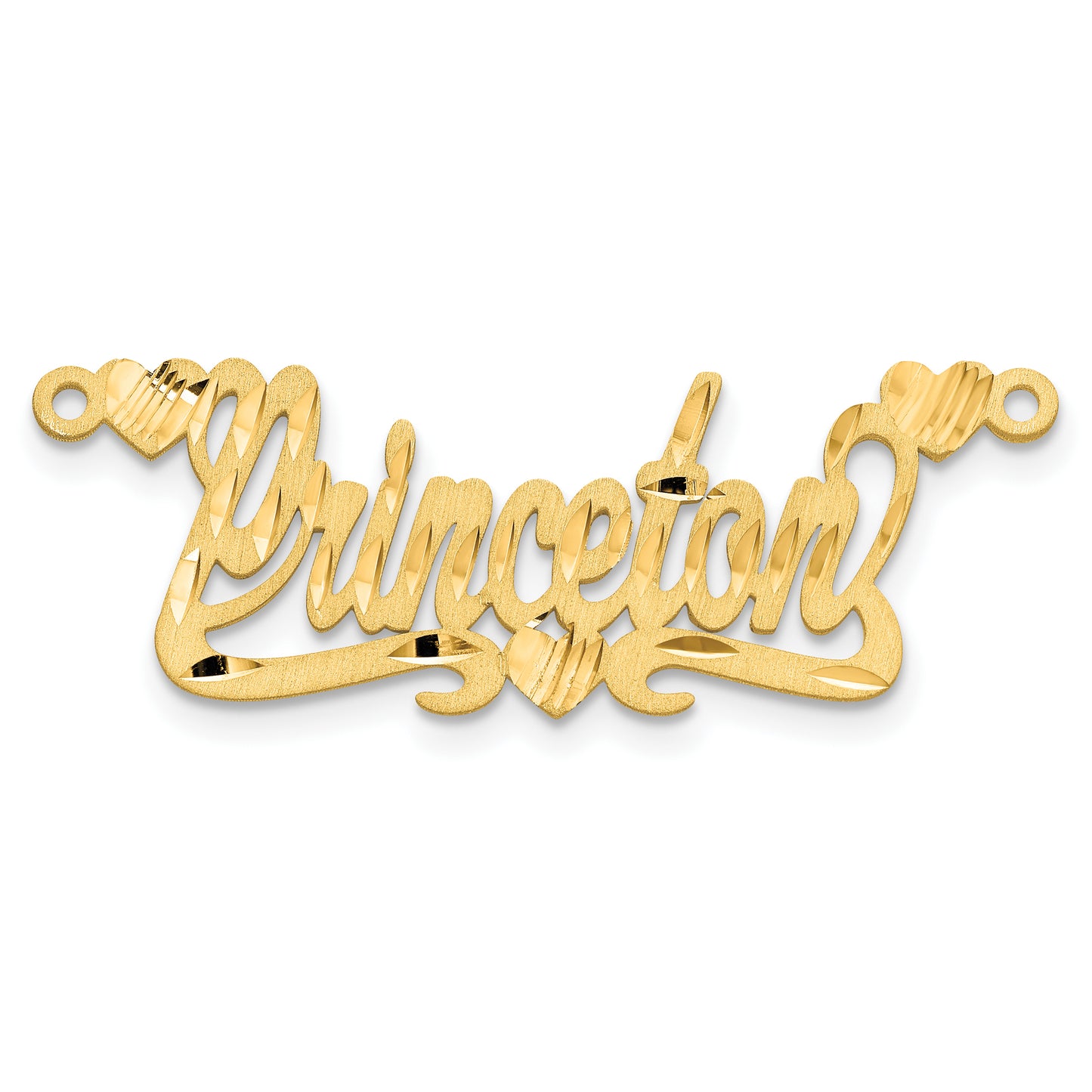 Sterling Silver Gold plated Satin Diamond-cut Hearts Name Plate