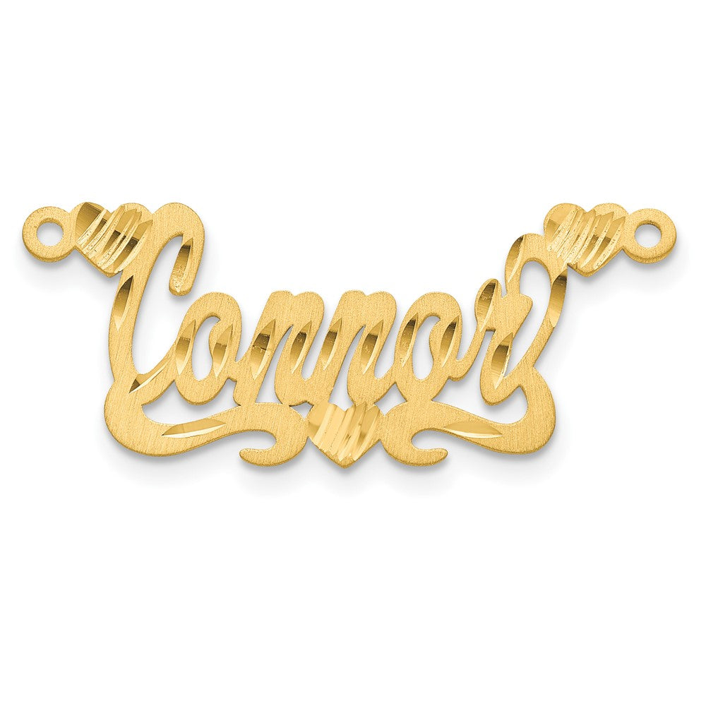 Sterling Silver Gold plated Satin Diamond-cut Hearts Name Plate