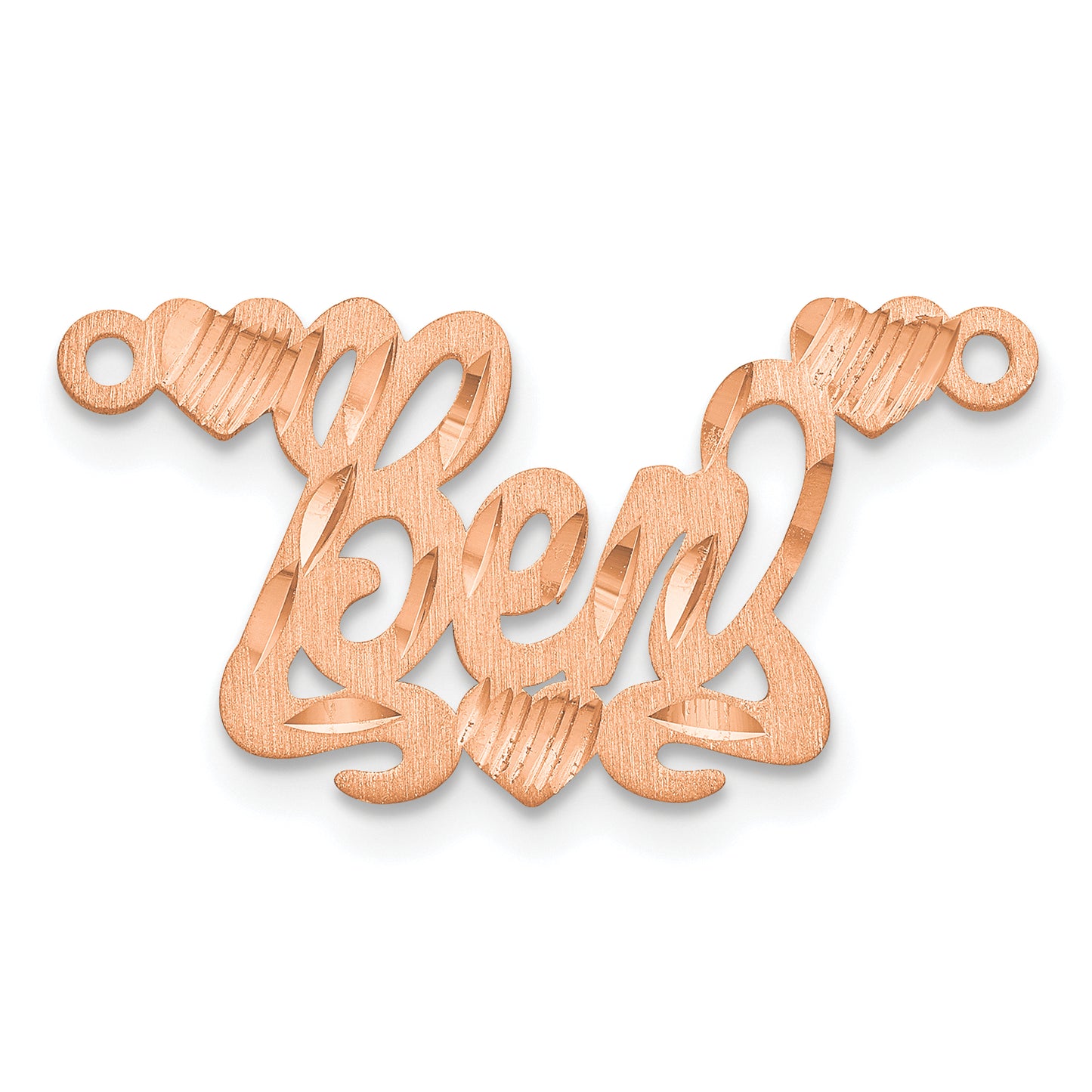 14K Rose Gold Satin Diamond-cut Hearts Name Plate
