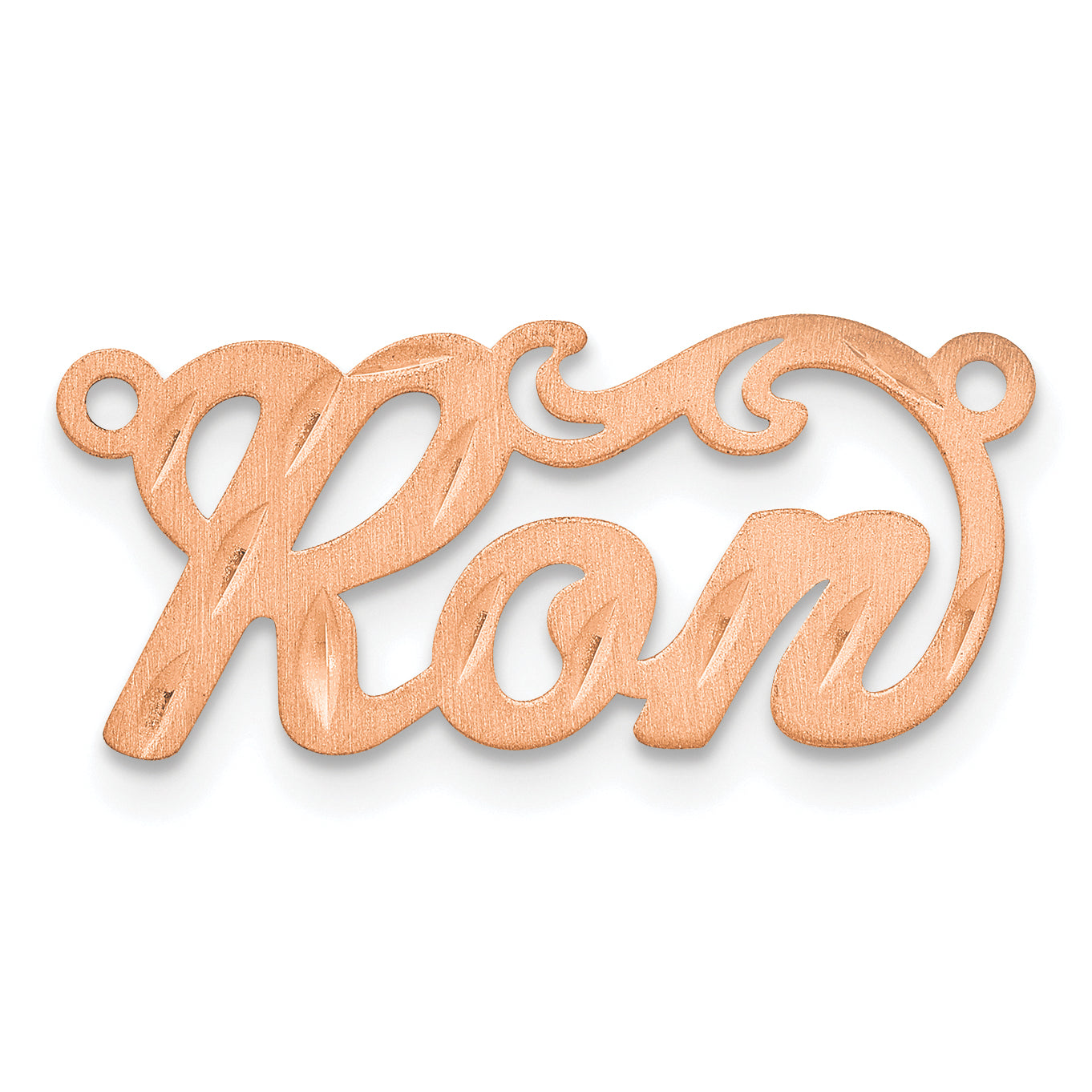 Sterling Silver Rose Gold Plated Satin Diamond Cut Name Plate