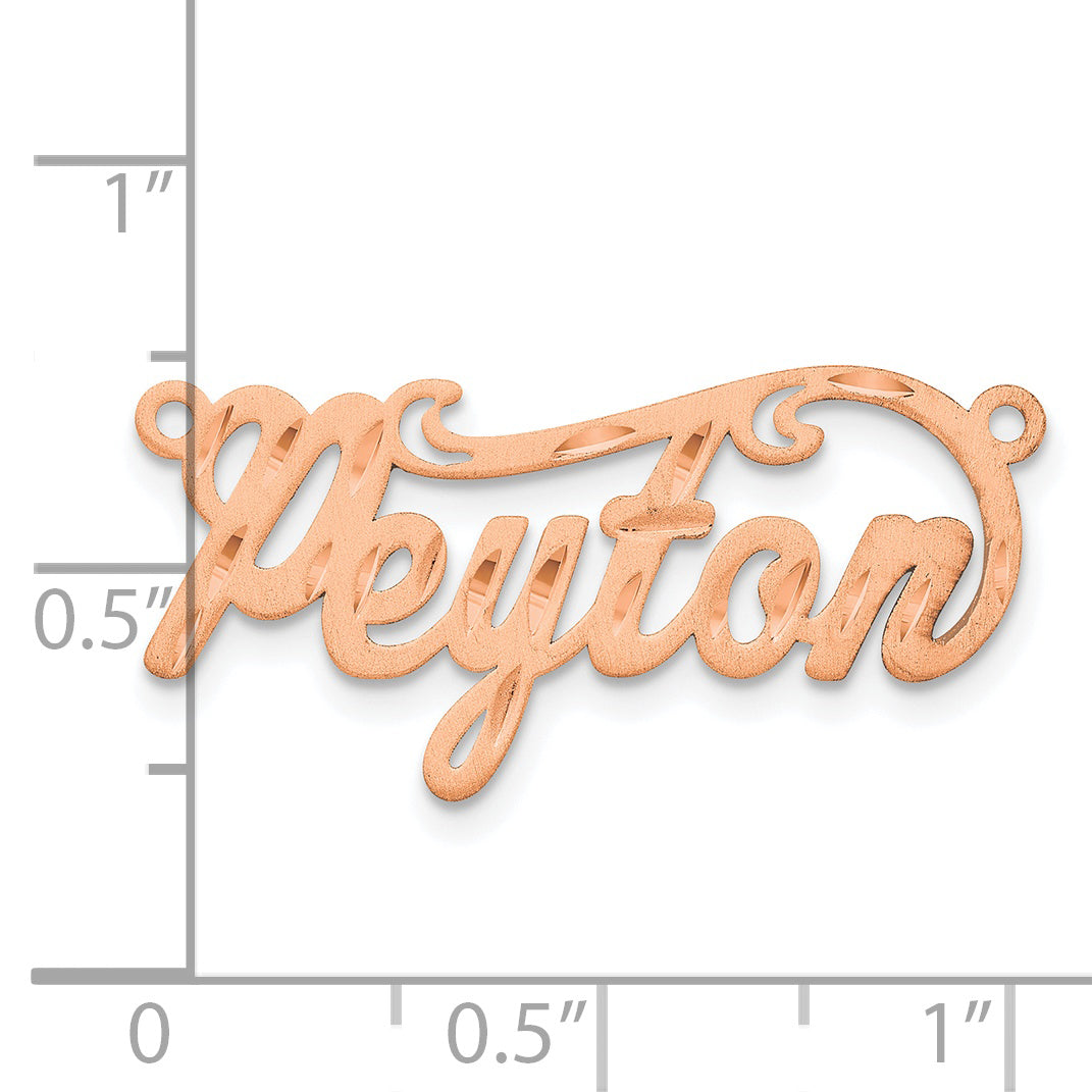 Sterling Silver Rose Gold Plated Satin Diamond Cut Name Plate