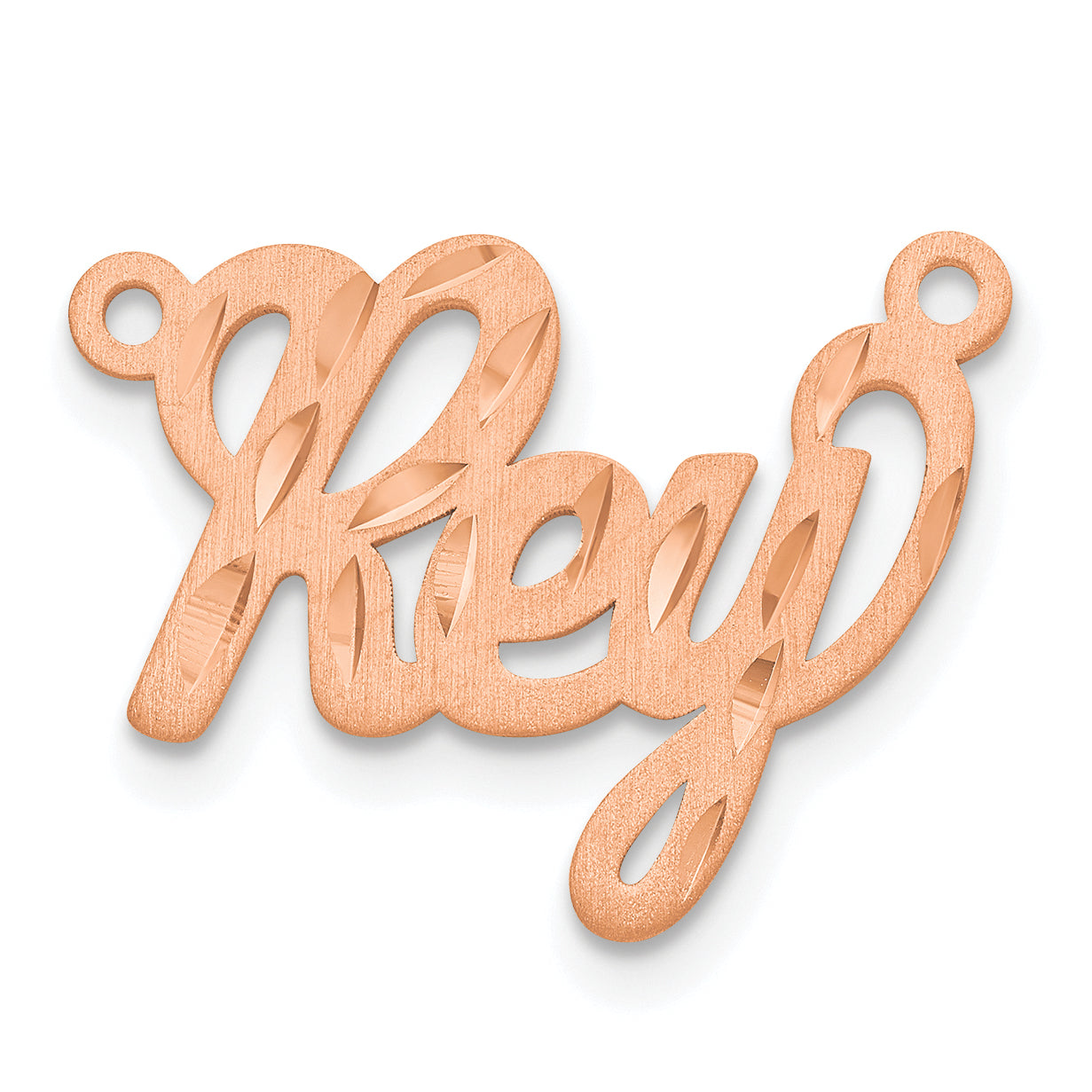 Sterling Silver Rose Gold Plated Satin Diamond Cut Name Plate
