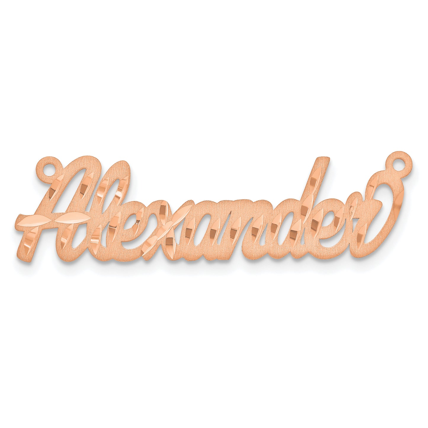 Sterling Silver Rose Gold Plated Satin Diamond Cut Name Plate