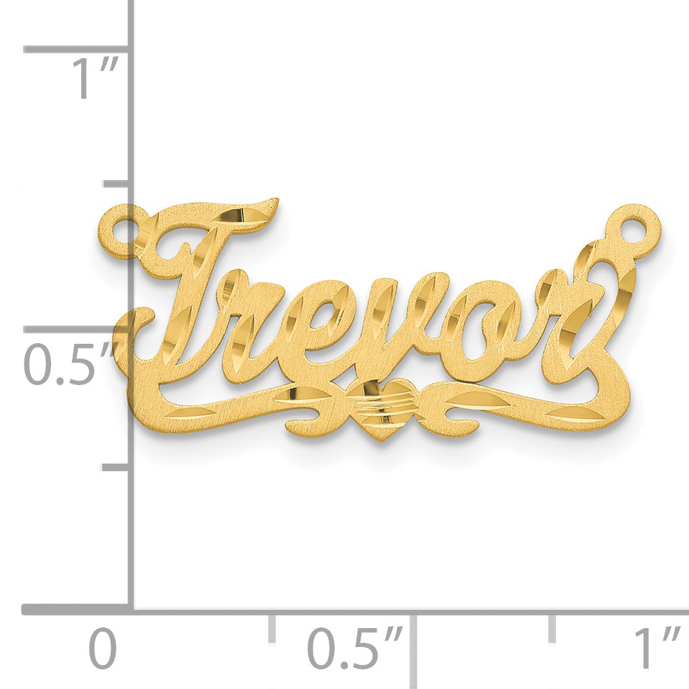 Sterling Silver Gold plated Satin Diamond-cut Heart Name Plate