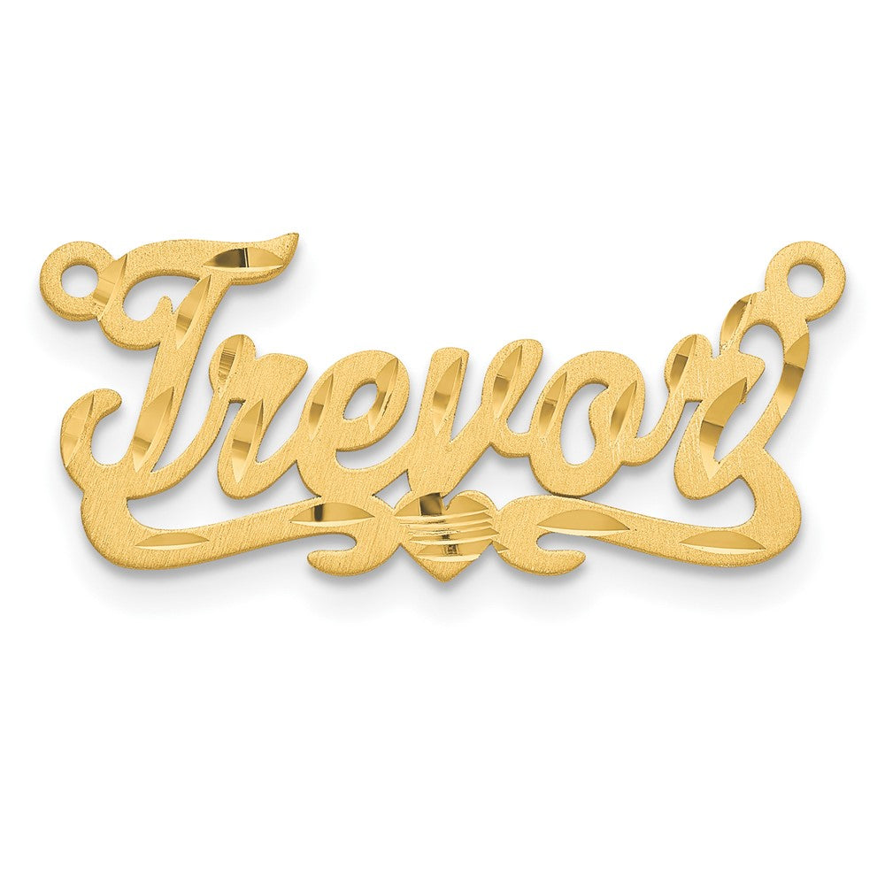 Sterling Silver Gold plated Satin Diamond-cut Heart Name Plate