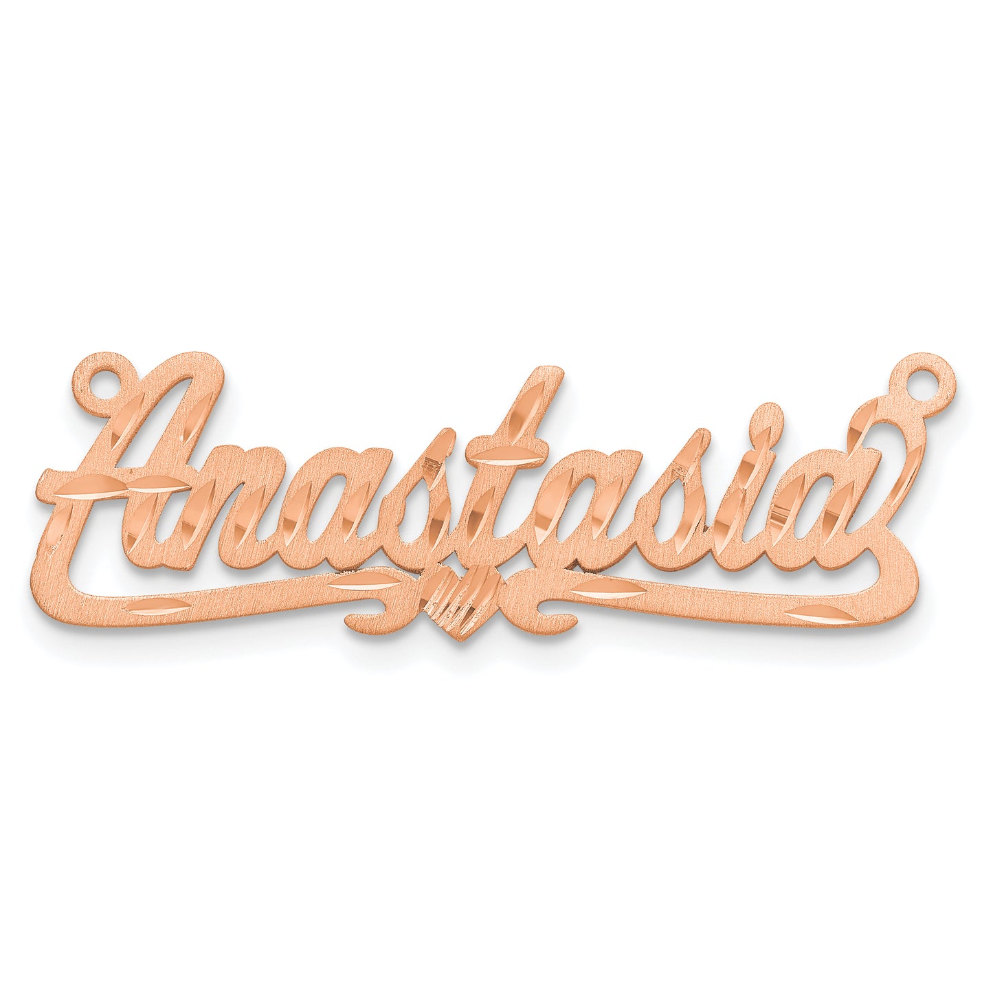 14K Rose Gold Satin Diamond-cut Heart Name Plate