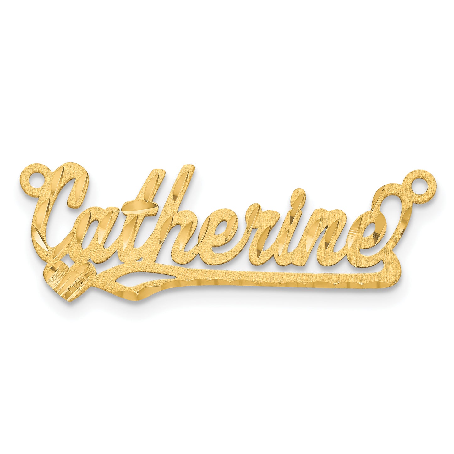 Sterling Silver Gold plated Satin Diamond-cut Heart Name Plate