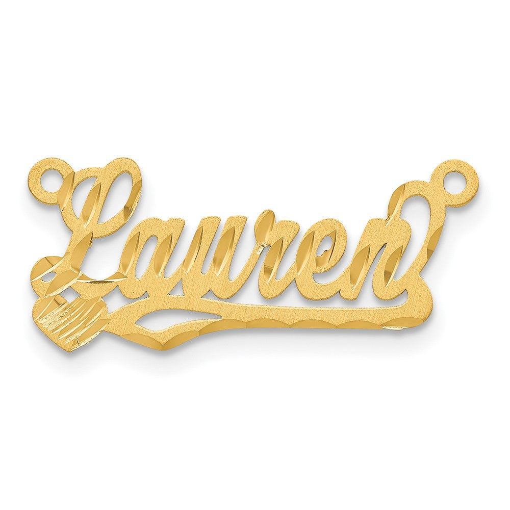 Sterling Silver Gold plated Satin Diamond-cut Heart Name Plate