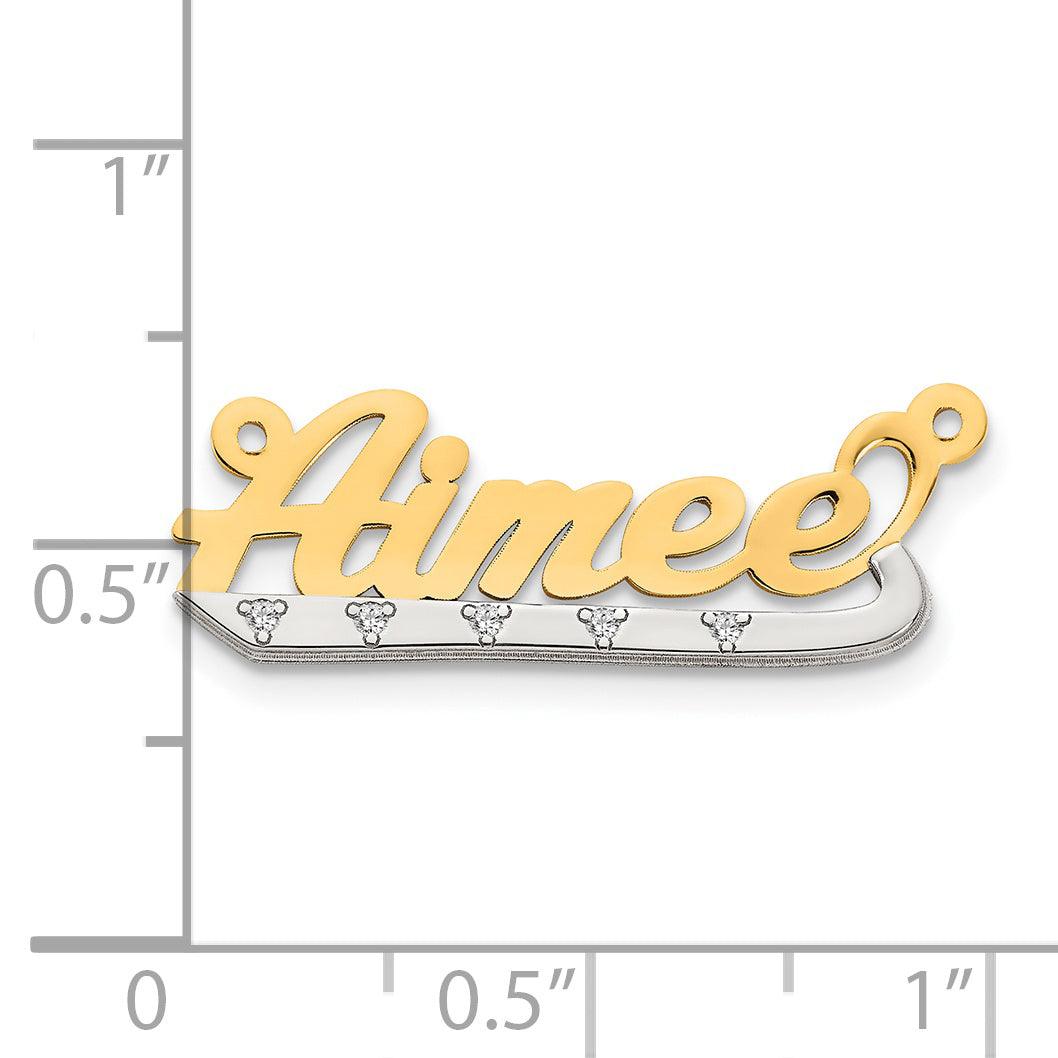 14k White Gold .03ct Diamond Name Plate