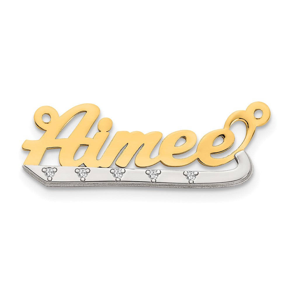 14k White Gold .03ct Diamond Name Plate