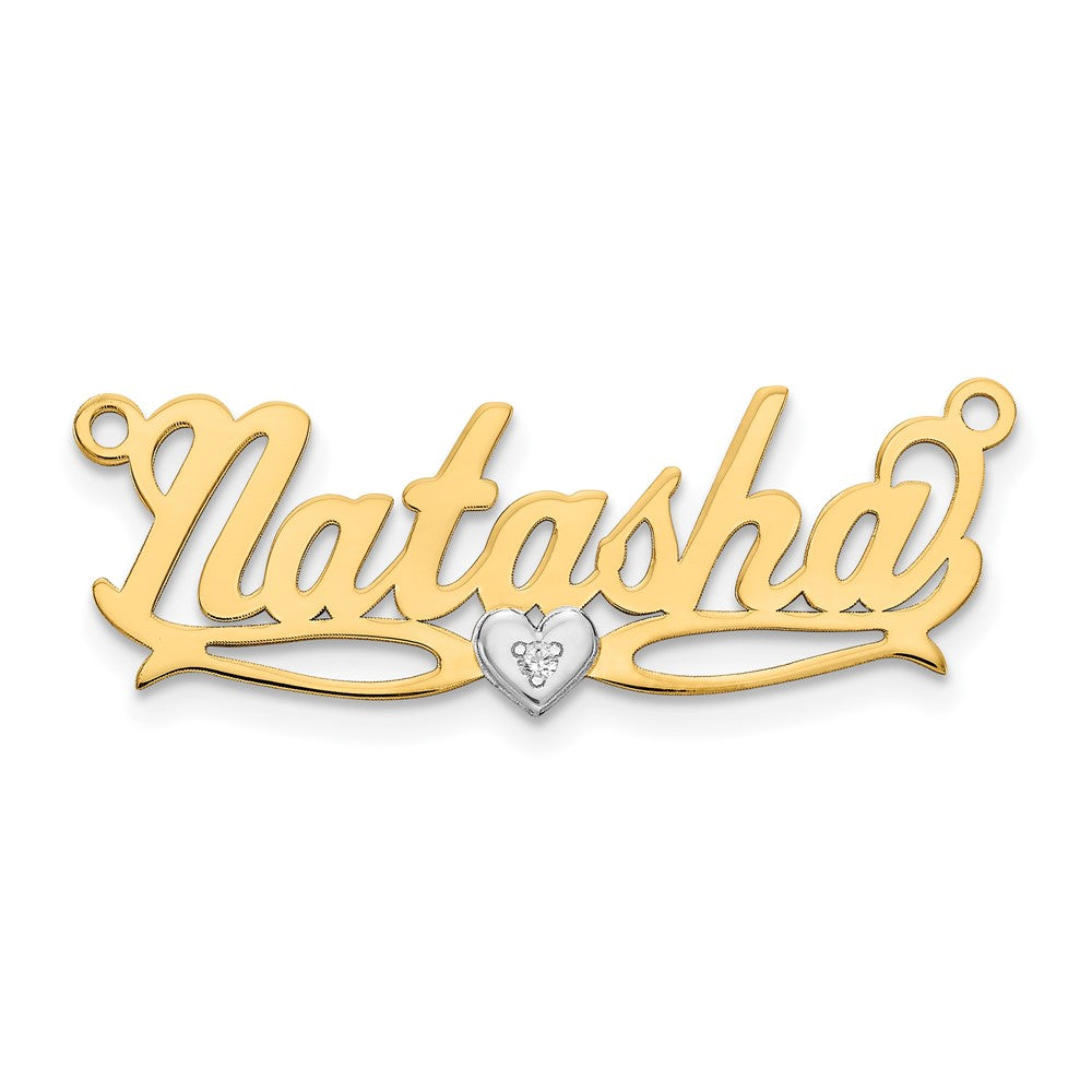 14K Yellow Gold .005ct Diamond Name Plate