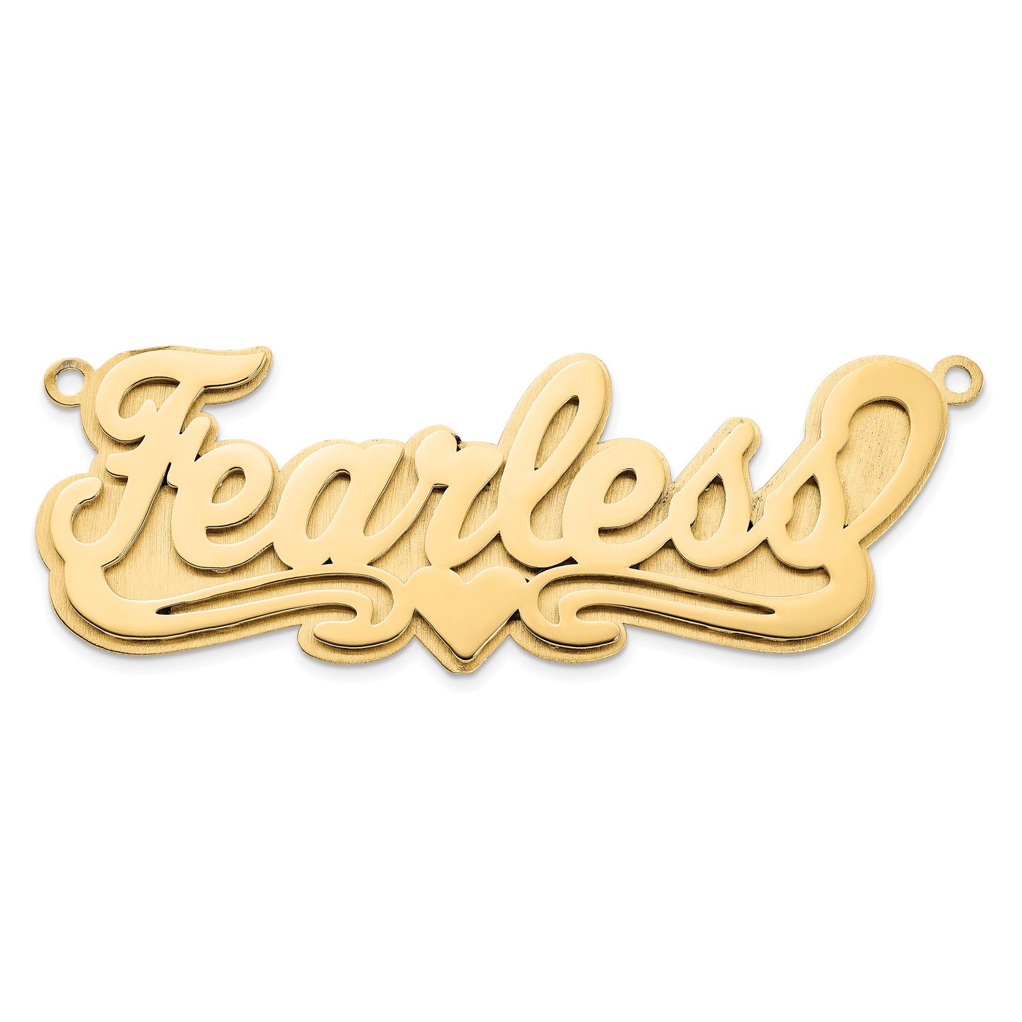 Sterling Silver Gold plated 3D Polished Heart Name Plate