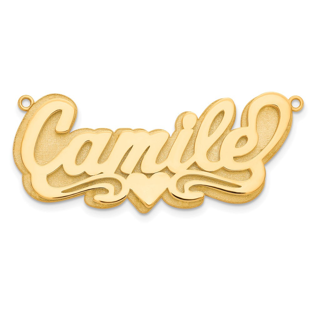 Sterling Silver Gold plated 3D Polished Heart Name Plate