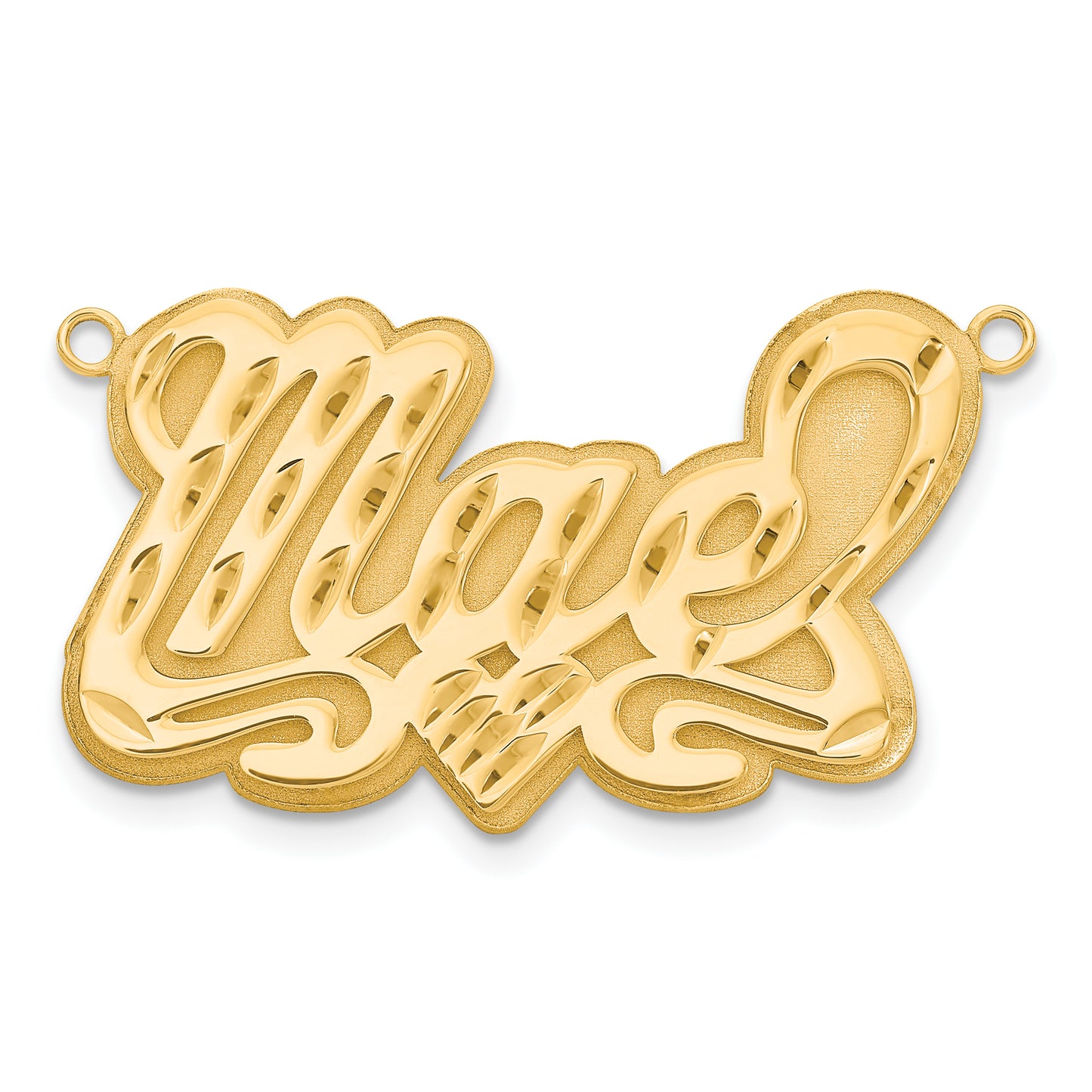 Sterling Silver Gold plated 3D Diamond-cut Heart Name Plate