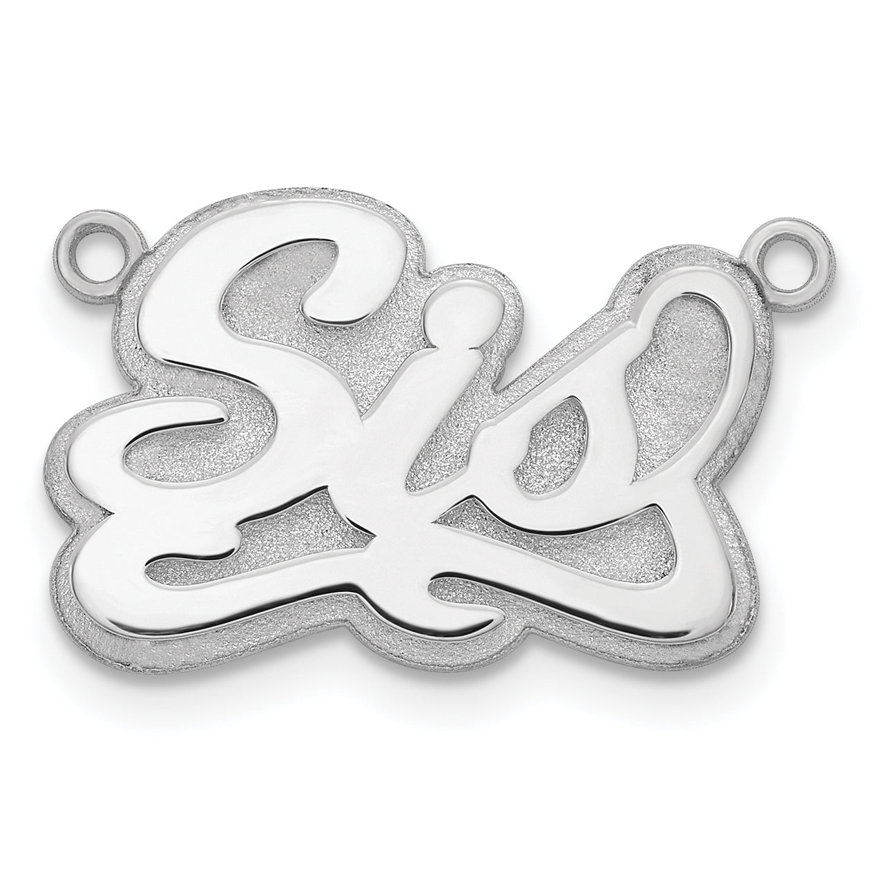 Sterling Silver Rhodium plated 3D Polished Name Plate