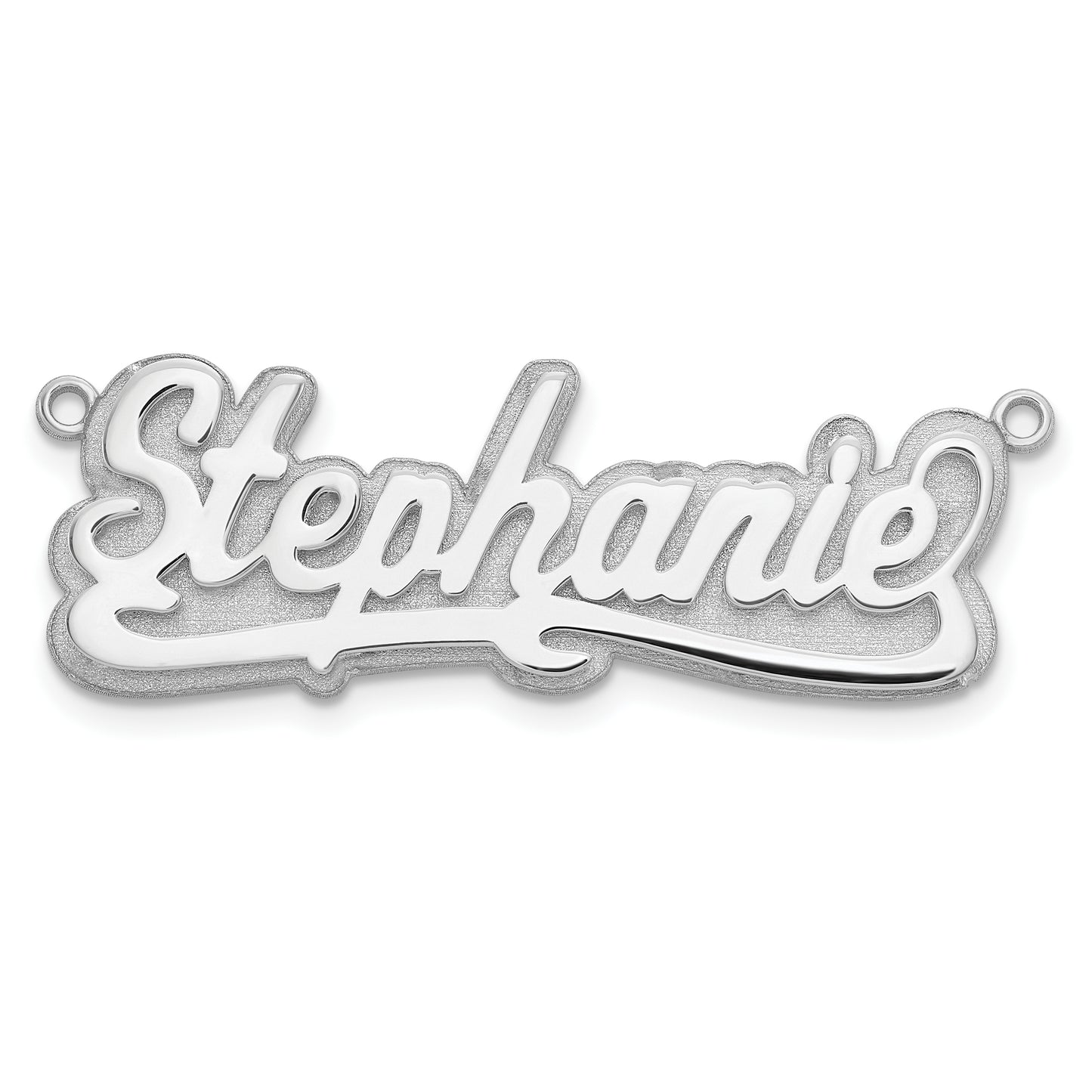 Sterling Silver Rhodium plated 3D Polished Name Plate